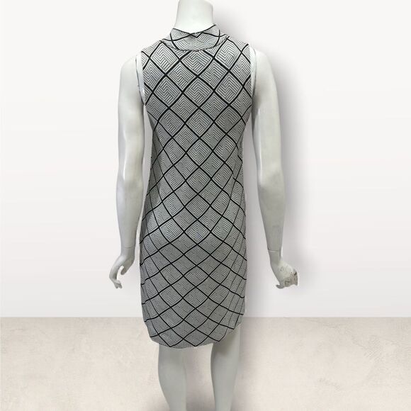 Catherine Malandrino Black & White Sleeves High Neck Knit Dress - Picture 4 of 6